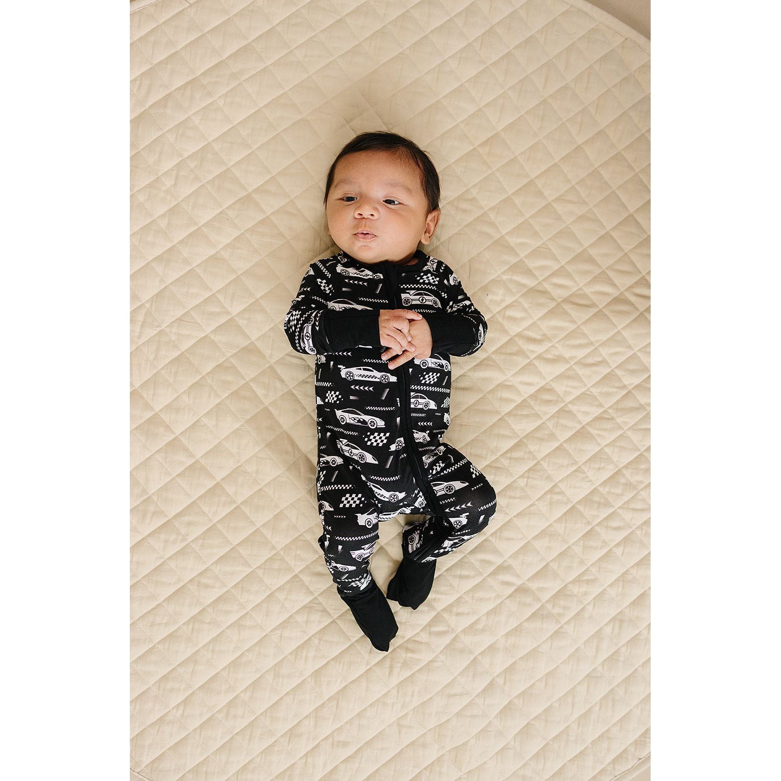 Bamboo Zip Romper | Race Cars