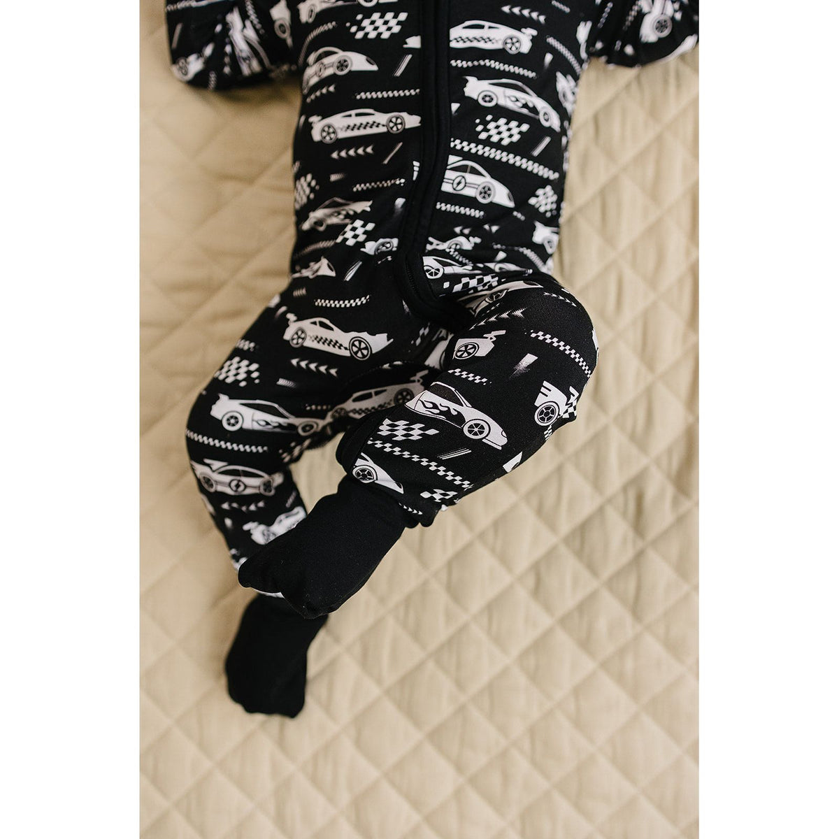 Bamboo Zip Romper | Race Cars