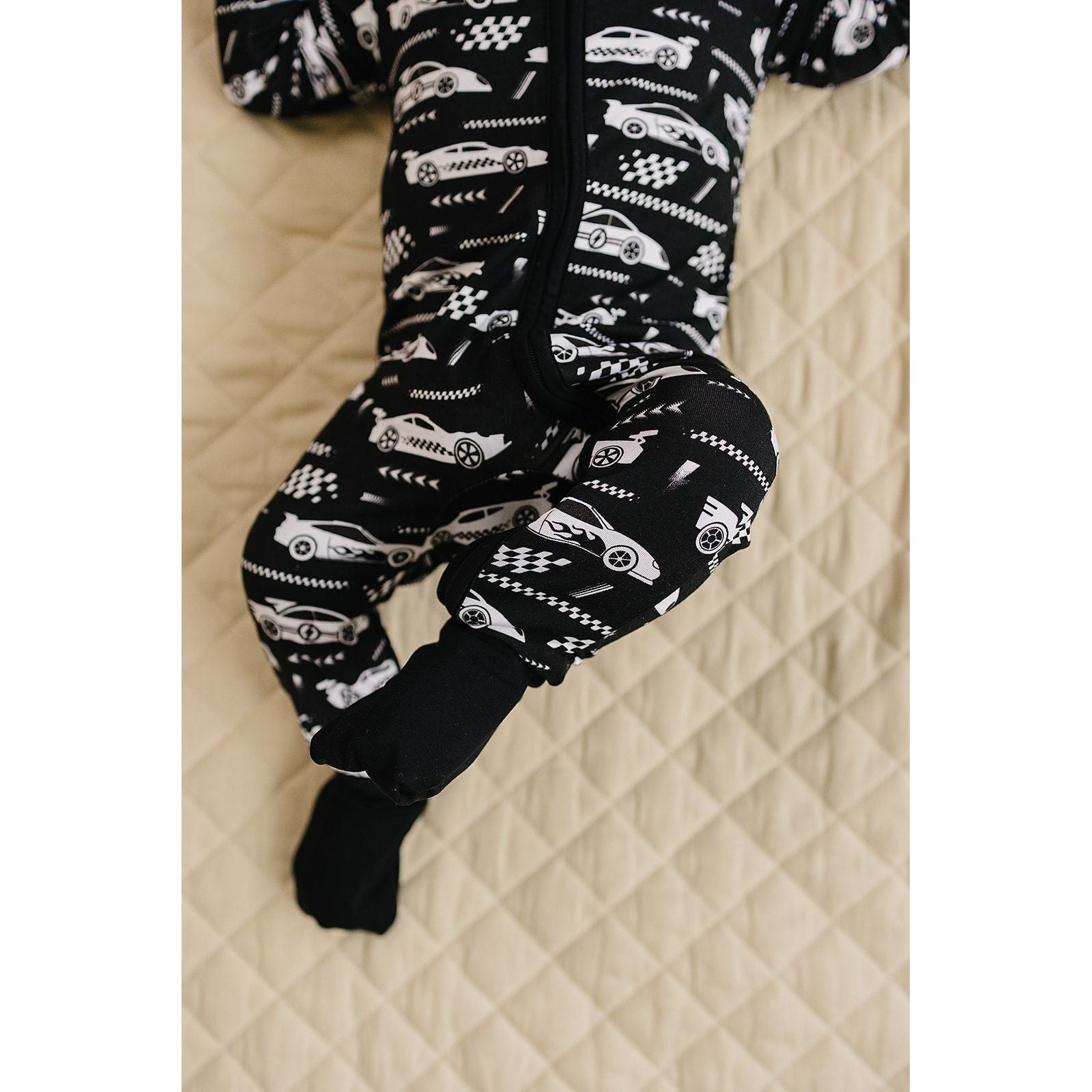 Bamboo Zip Romper | Race Cars