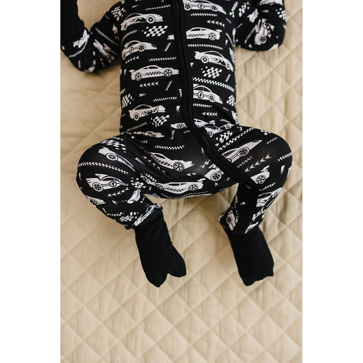 Bamboo Zip Romper | Race Cars