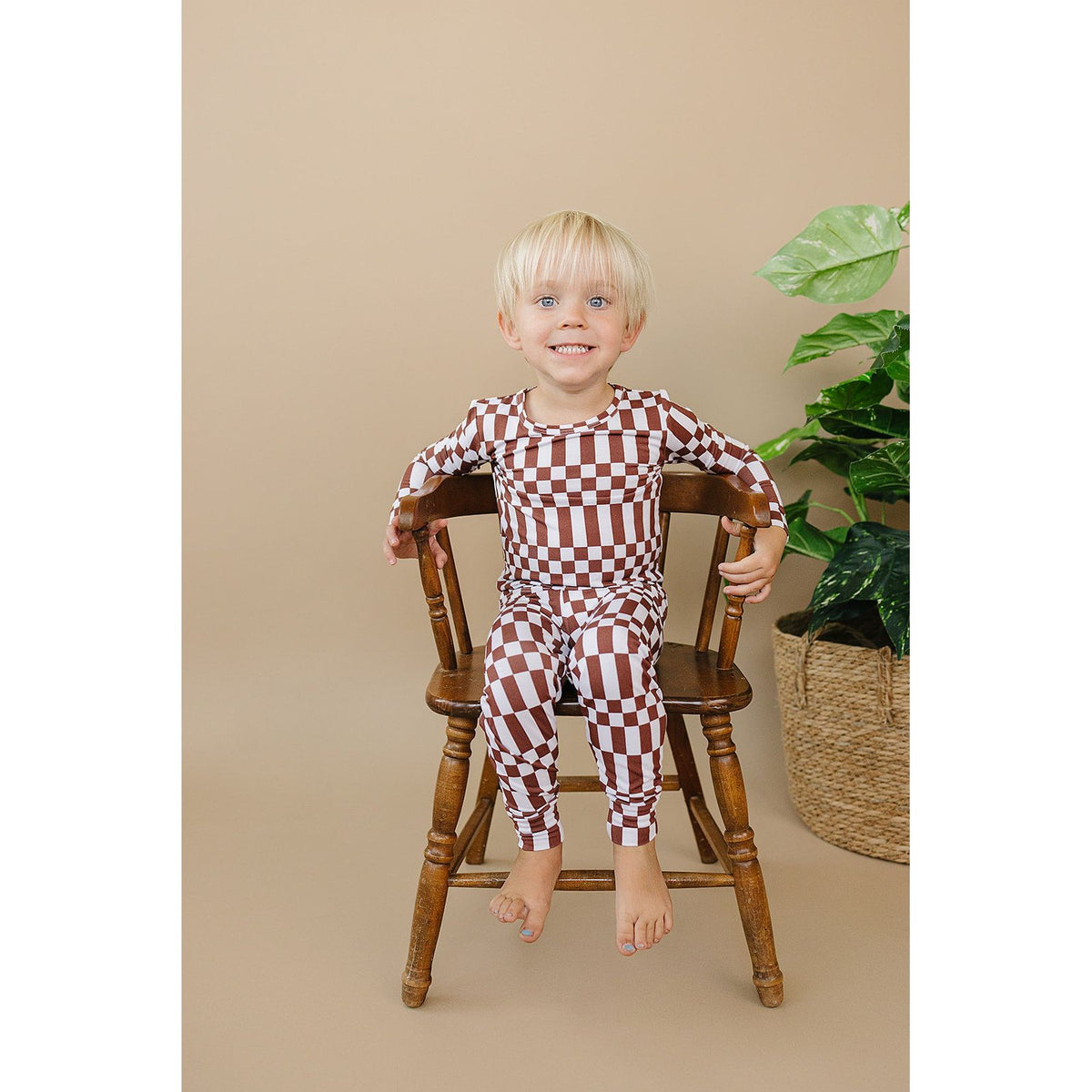 Bamboo Two Piece Set | Chocolate Checkered