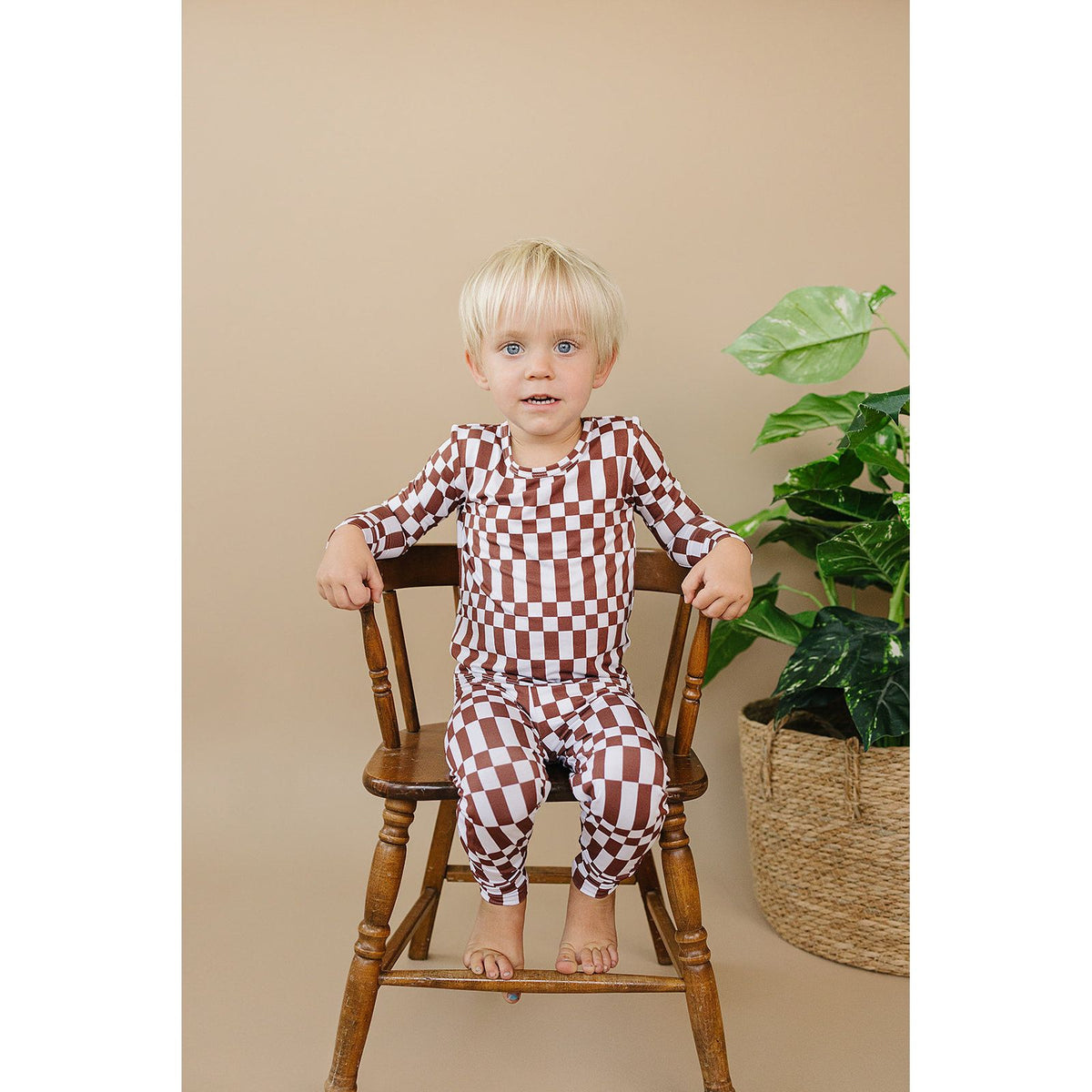 Bamboo Two Piece Set | Chocolate Checkered