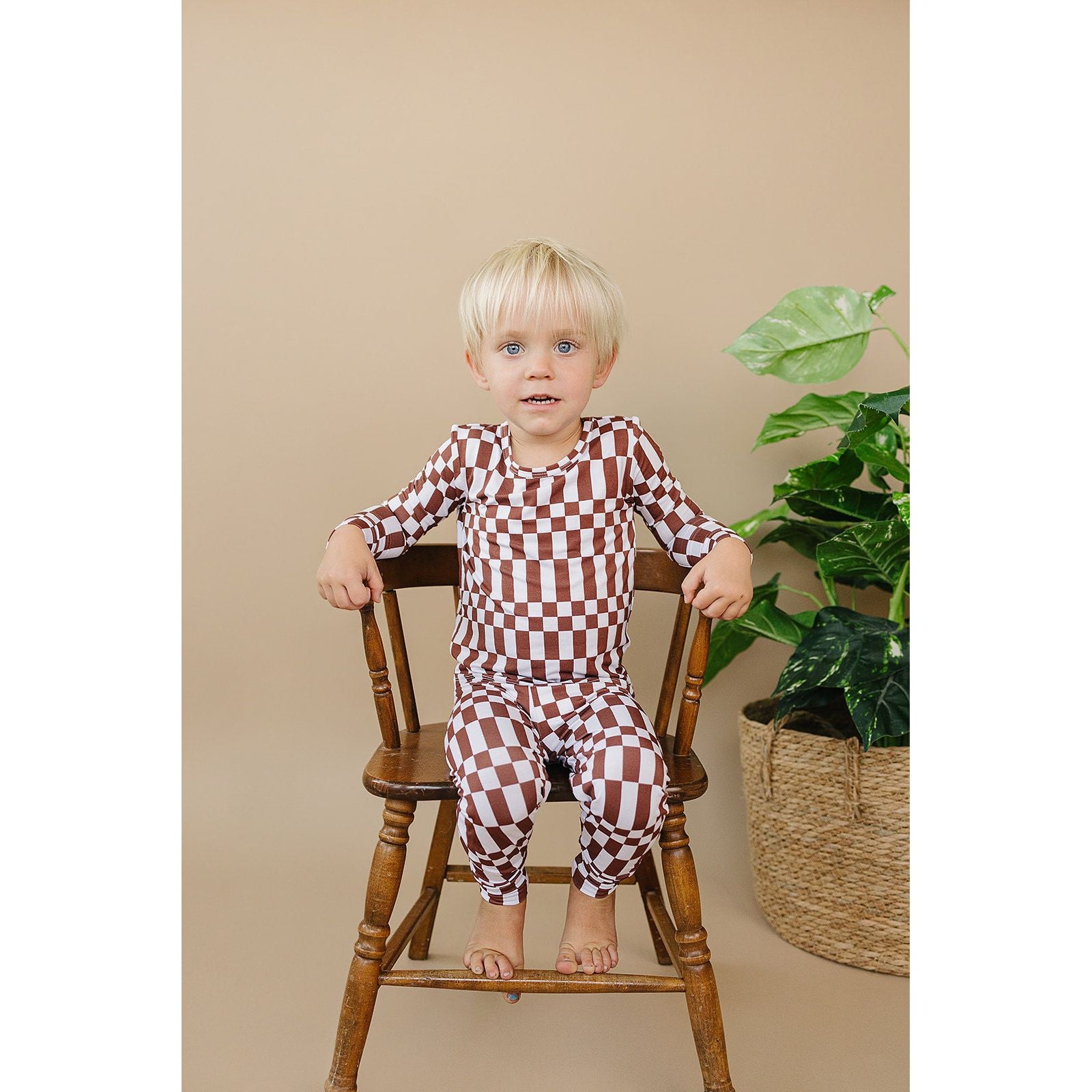 Bamboo Two Piece Set | Chocolate Checkered