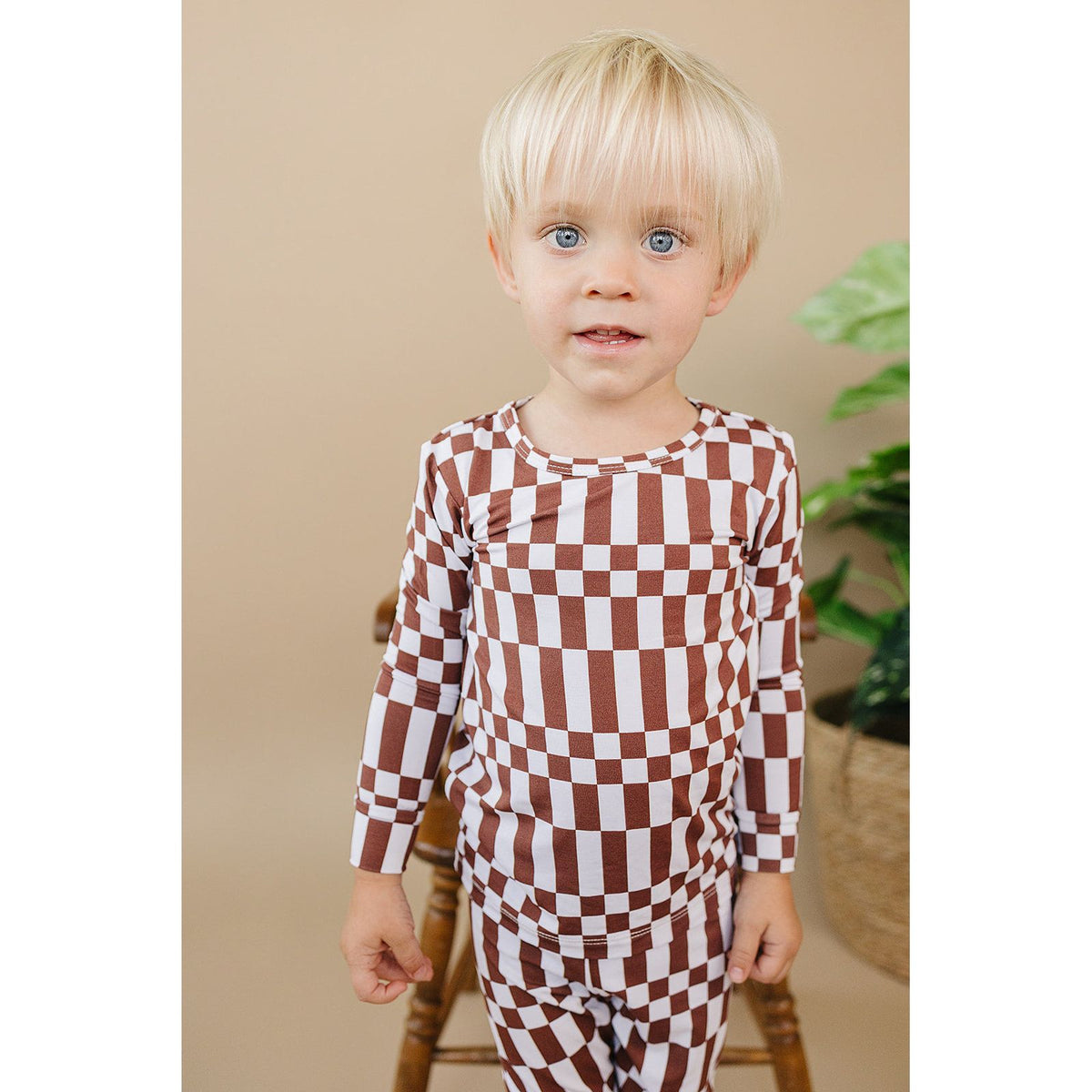 Bamboo Two Piece Set | Chocolate Checkered