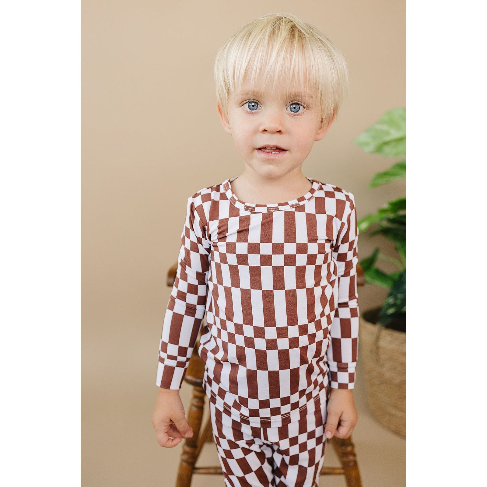 Bamboo Two Piece Set | Chocolate Checkered