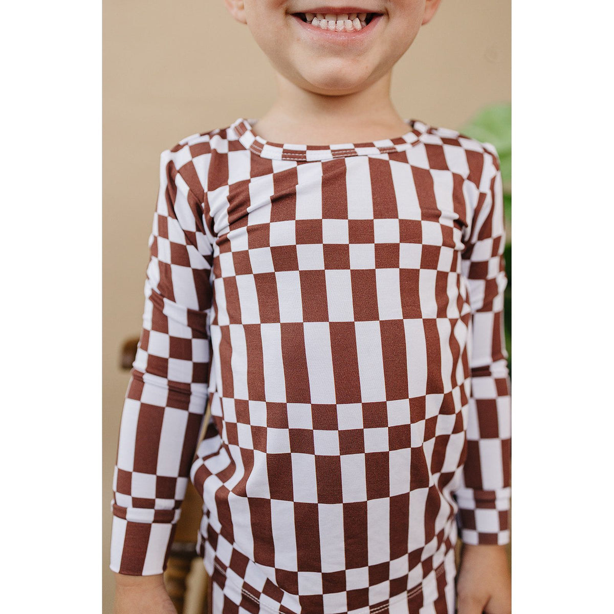 Bamboo Two Piece Set | Chocolate Checkered