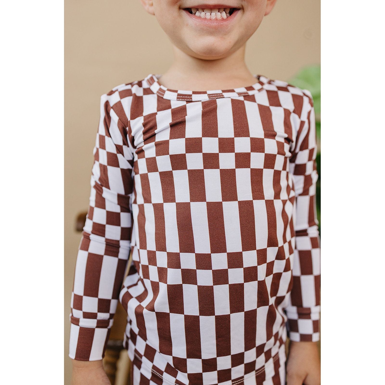Bamboo Two Piece Set | Chocolate Checkered