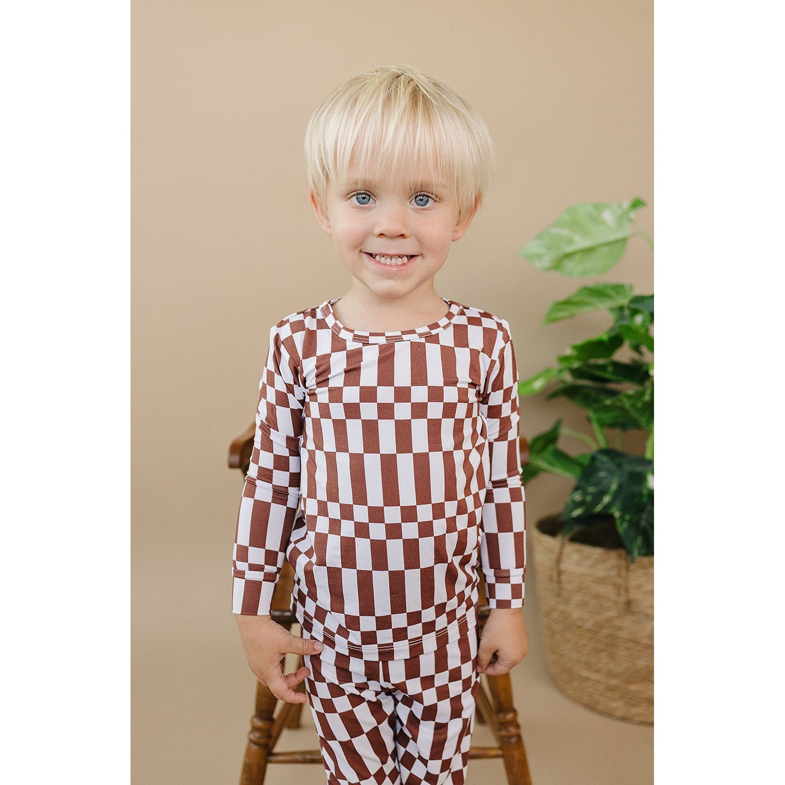Bamboo Two Piece Set | Chocolate Checkered