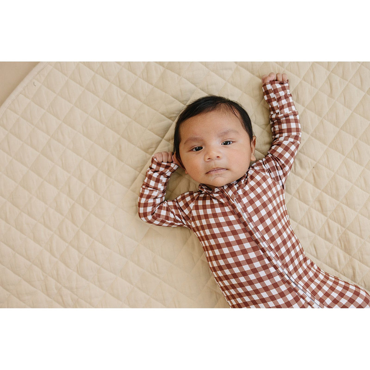Bamboo Zip Romper | Chocolate Gingham