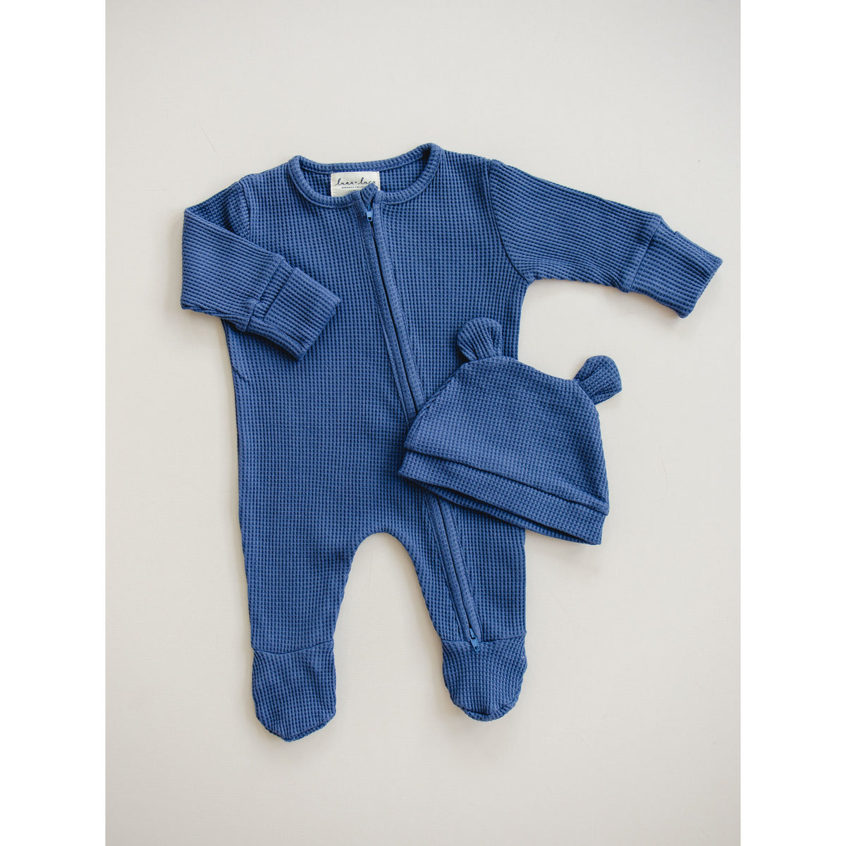 Luna + Luca Bear Waffle Set - Stormy Blue