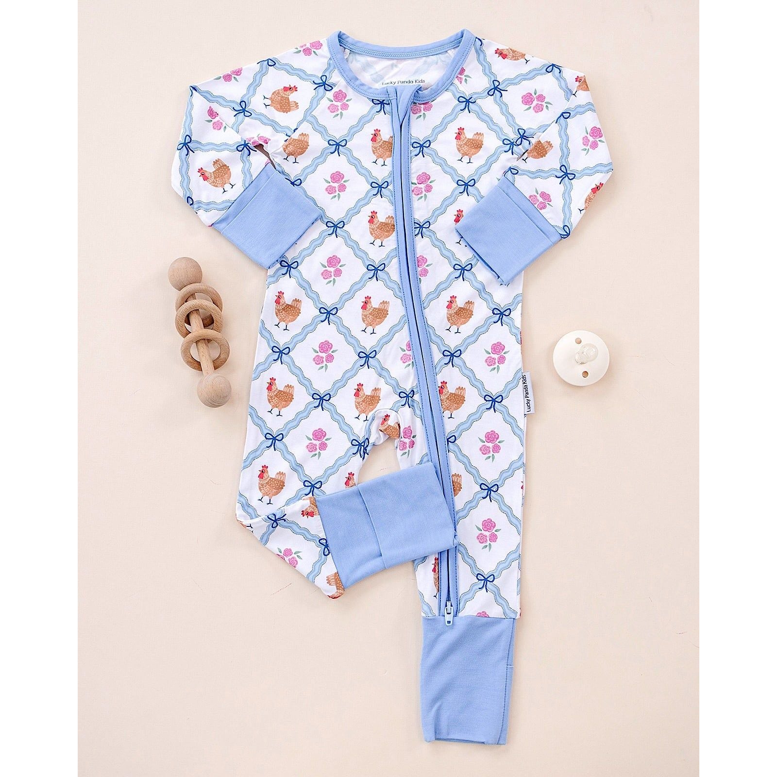 Bamboo Zip Romper | Chickens & Flowers