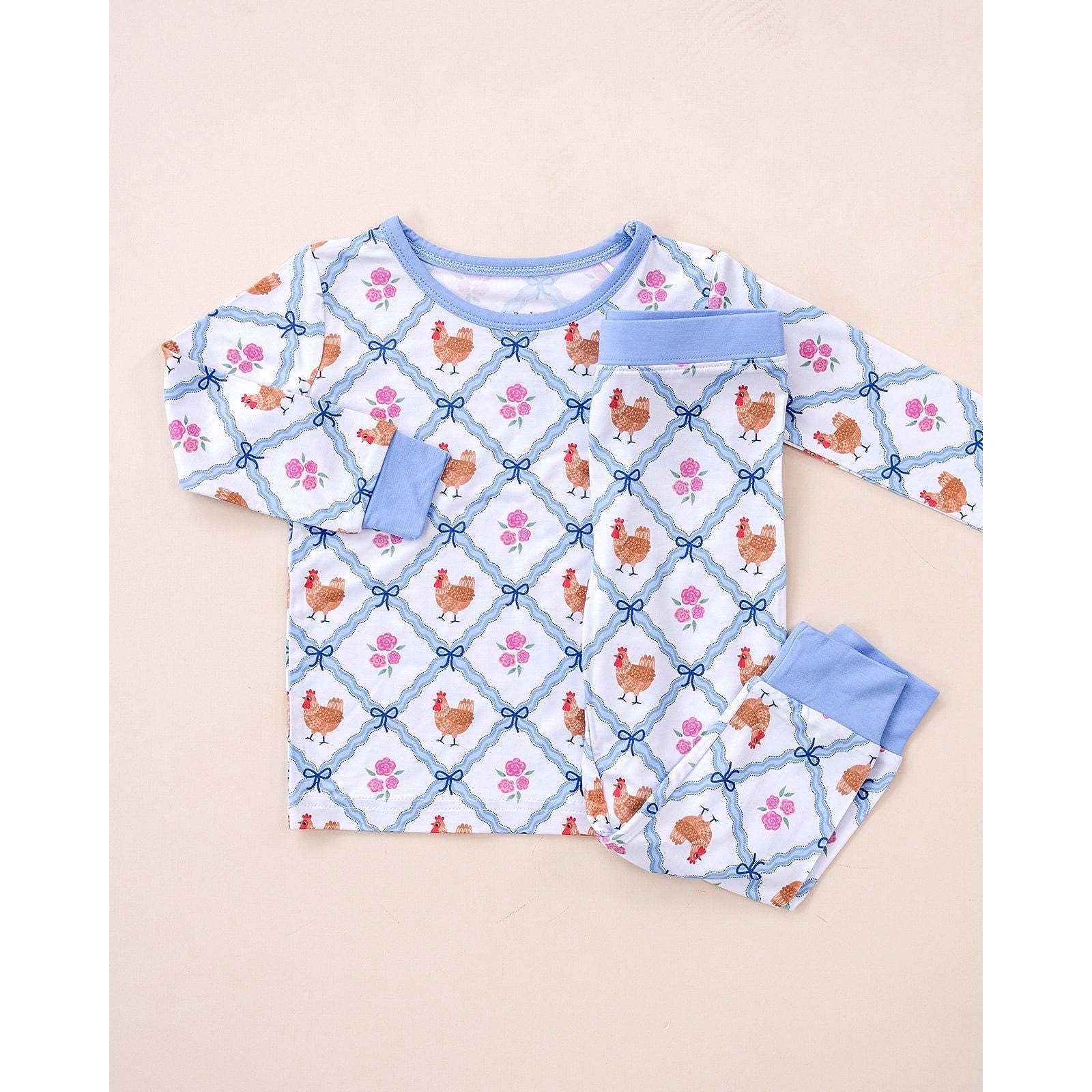 Bamboo Two Piece Set | Chickens & Flowers