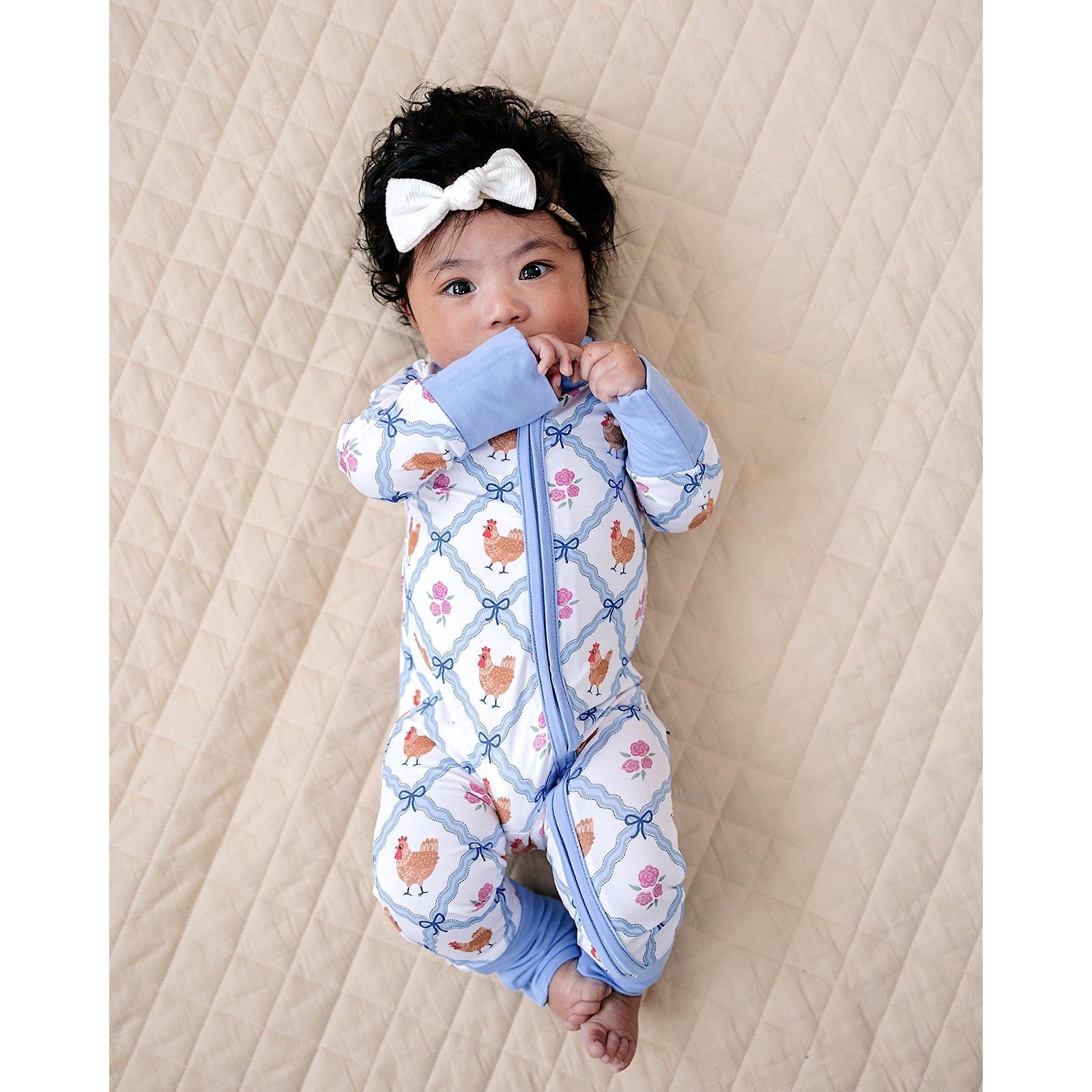 Bamboo Zip Romper | Chickens & Flowers