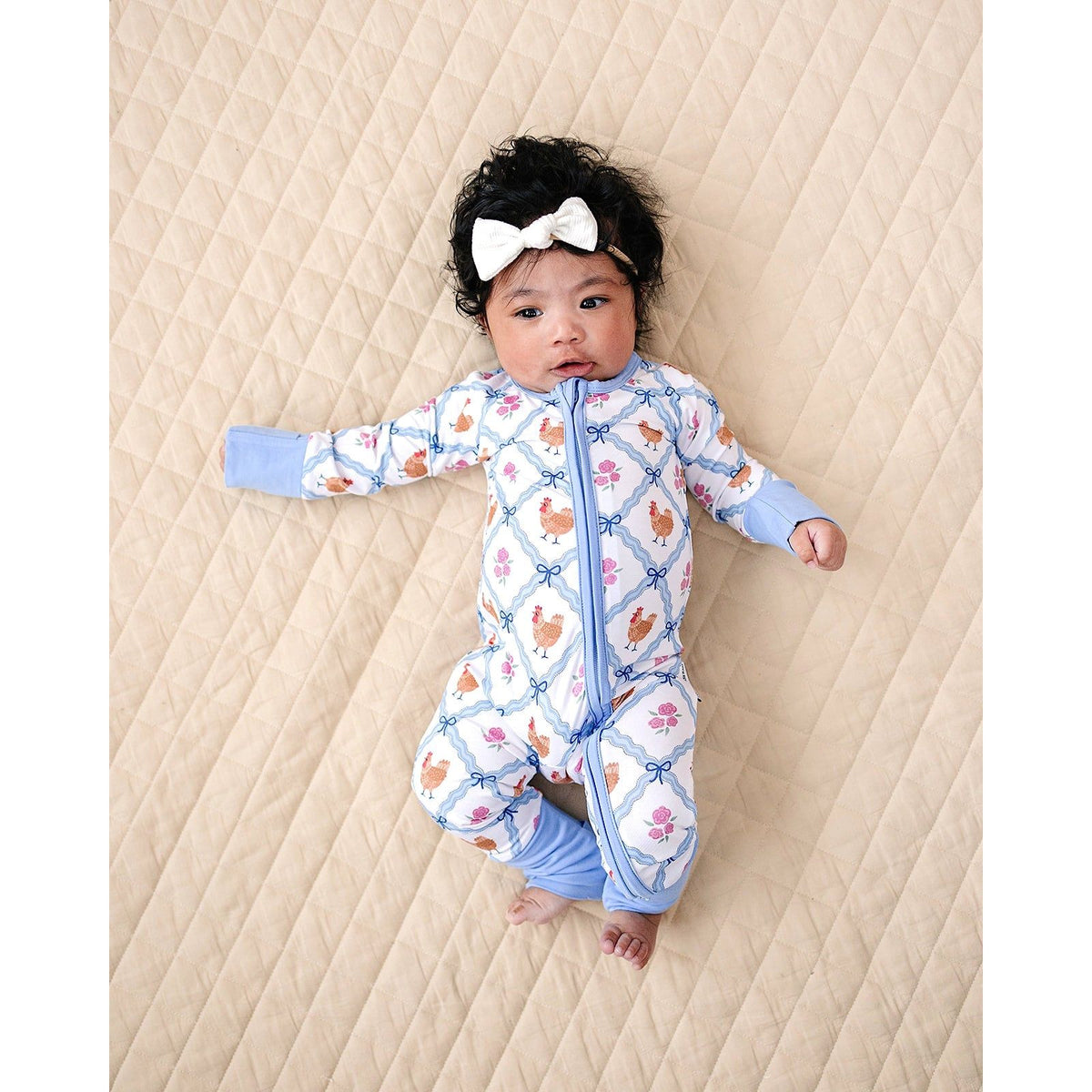Bamboo Zip Romper | Chickens & Flowers