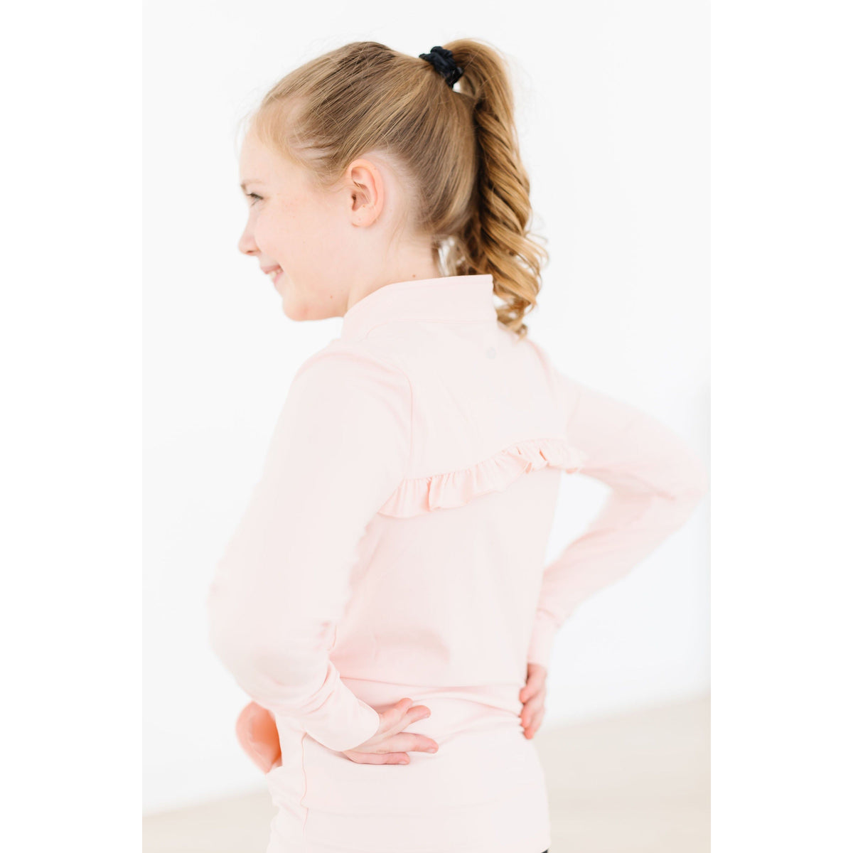 Zen Pink Full-Zip Ruffle Active Jacket