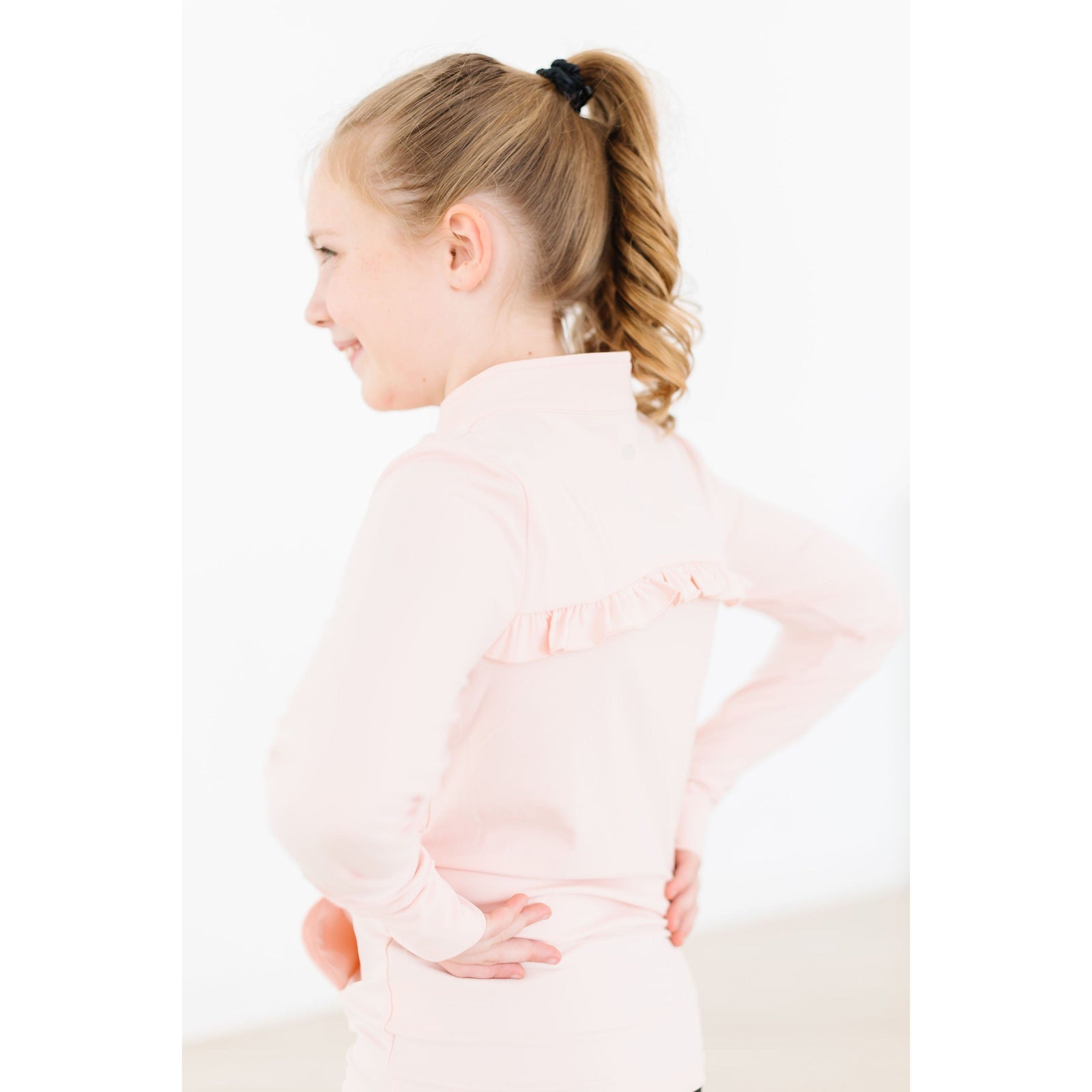 Zen Pink Full-Zip Ruffle Active Jacket