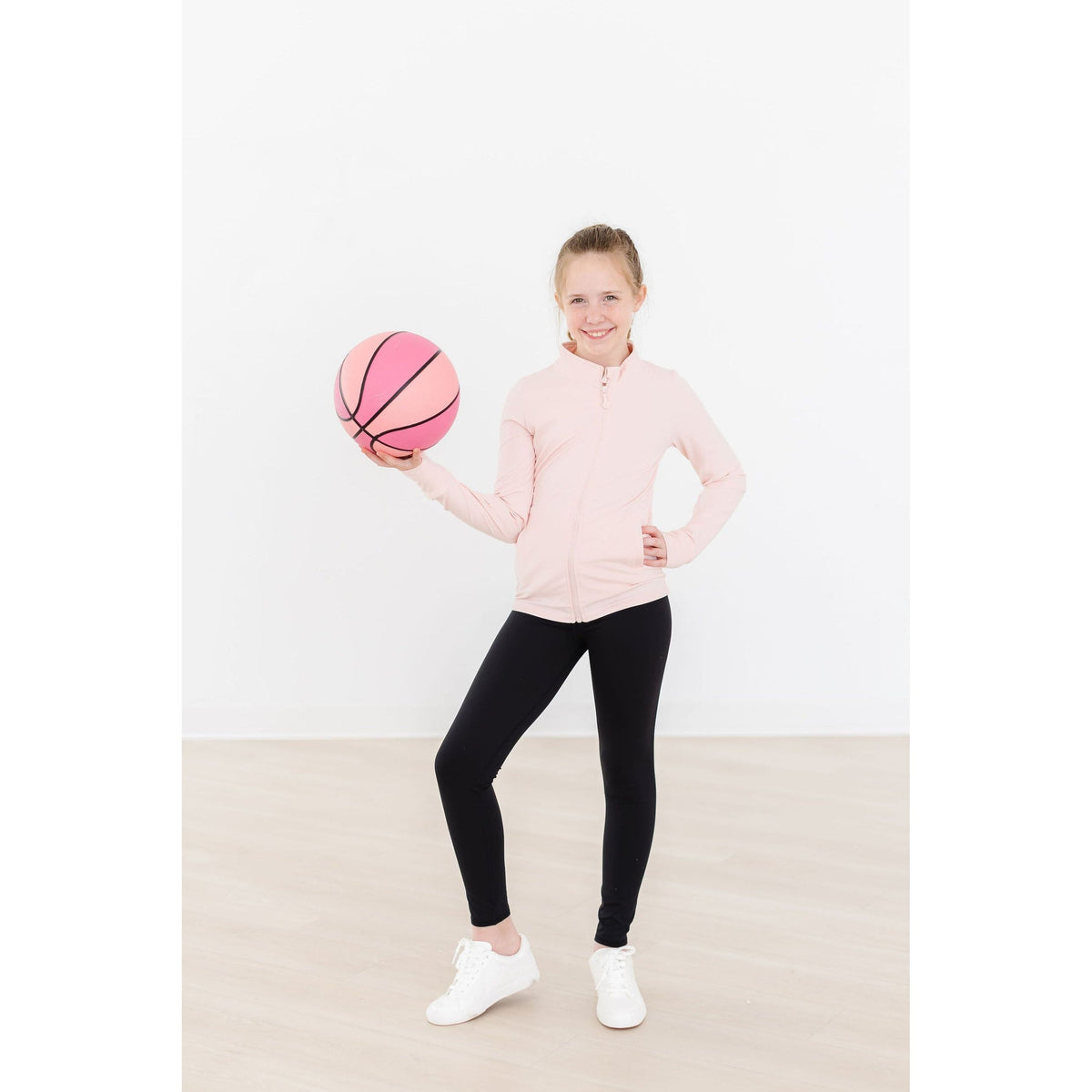 Zen Pink Full-Zip Ruffle Active Jacket