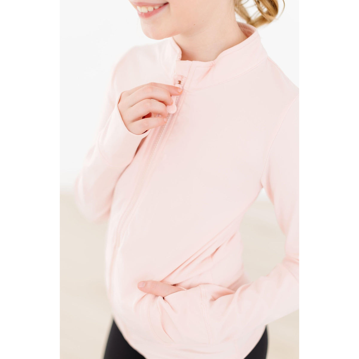 Zen Pink Full-Zip Ruffle Active Jacket