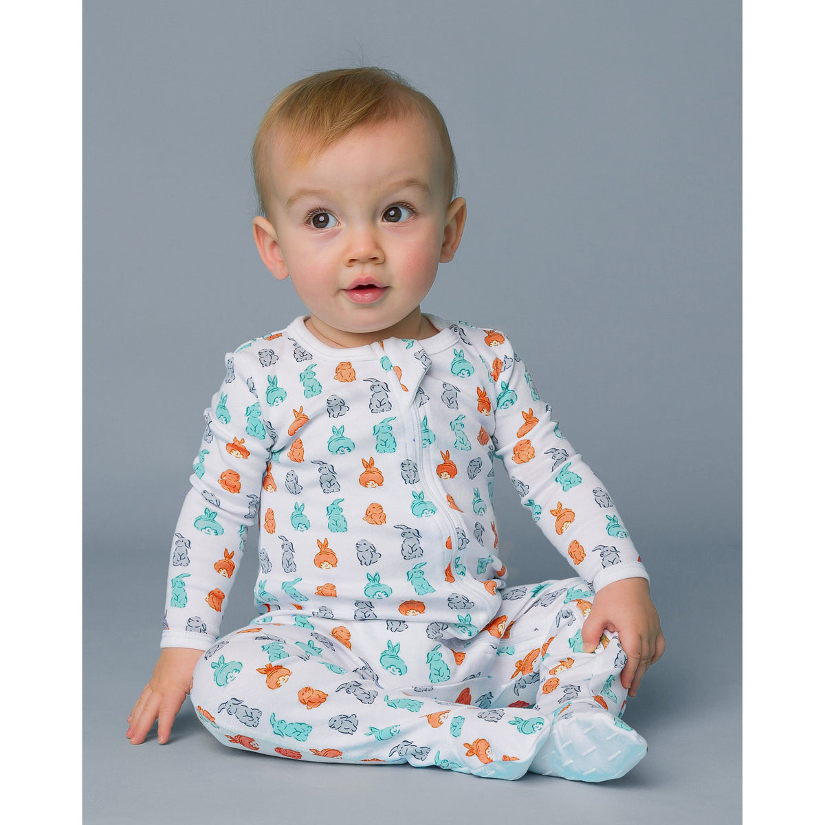 The Organic Zipper Footie [Bunny Tails]
