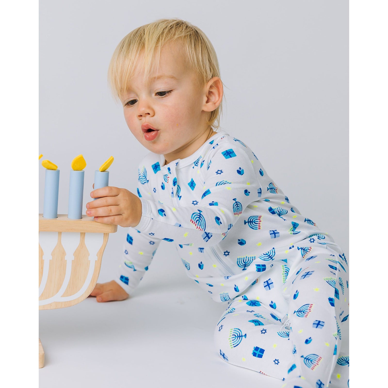 The Organic Zipper Footie [Happy Hanukkah]