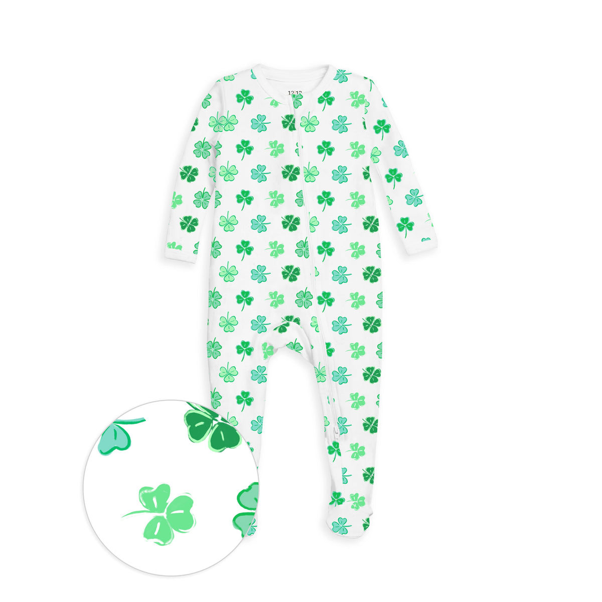 The Organic Zipper Footie [Shamrocks]