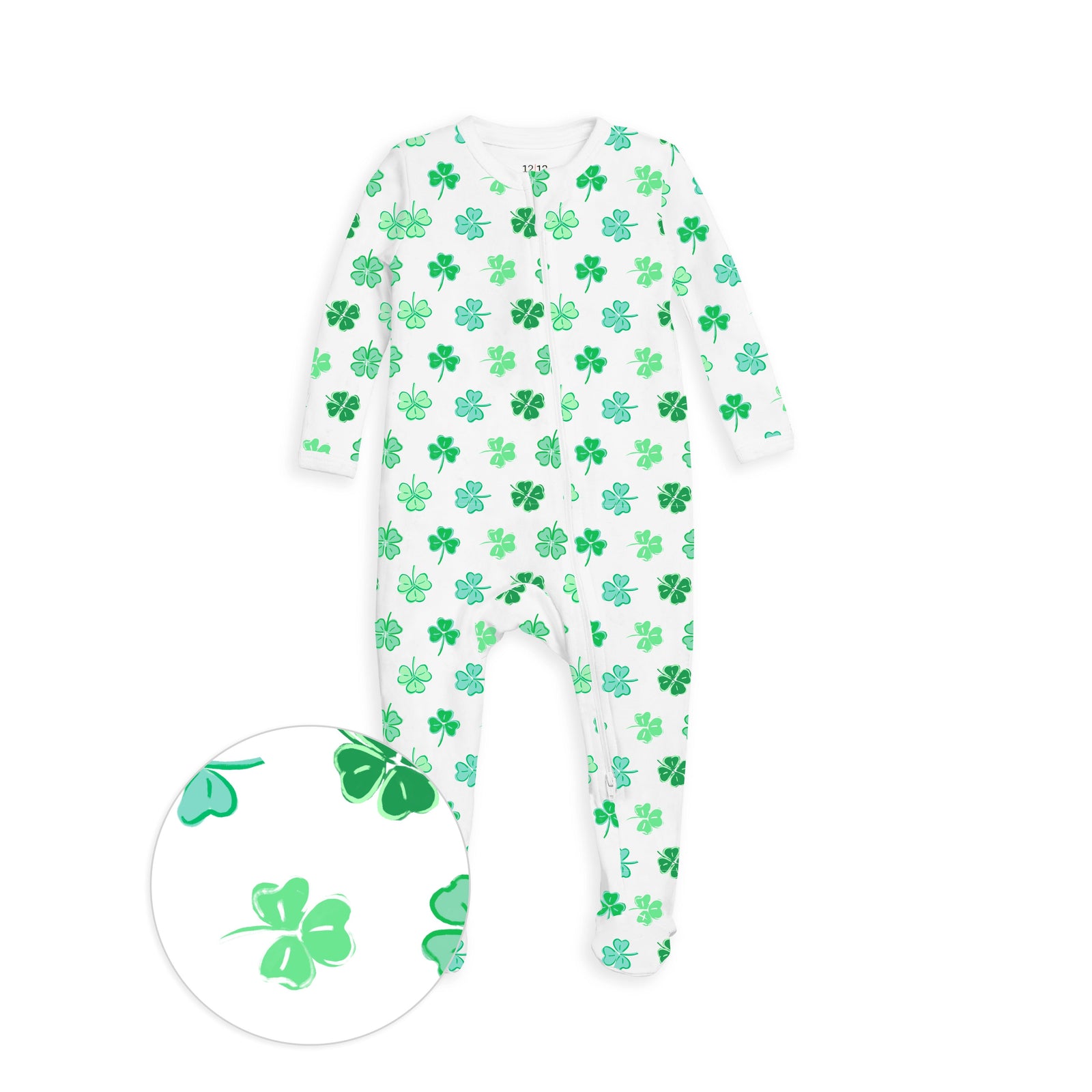 The Organic Zipper Footie [Shamrocks]