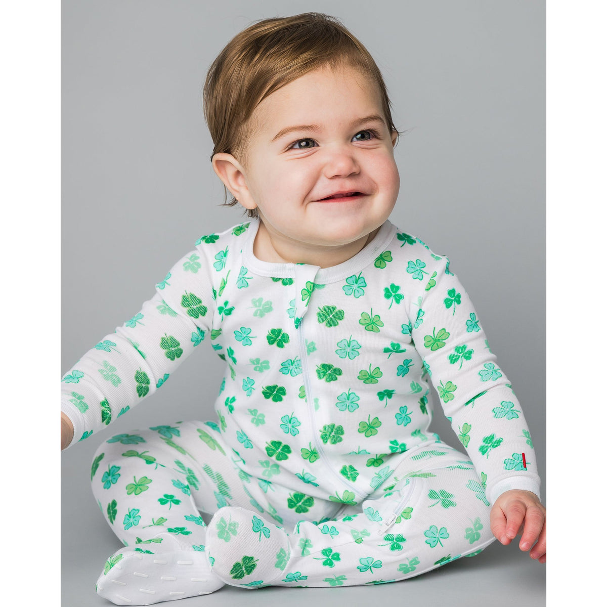 The Organic Zipper Footie [Shamrocks]