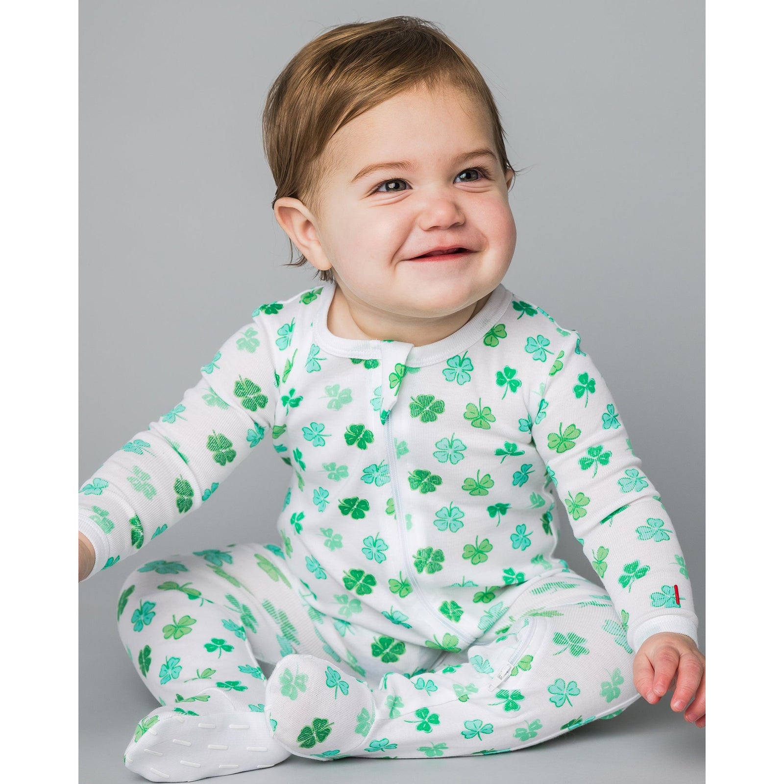 The Organic Zipper Footie [Shamrocks]