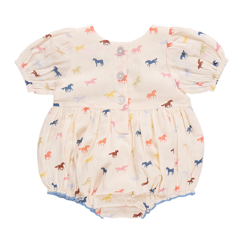 baby girls charlie bubble romper | multi tiny horses