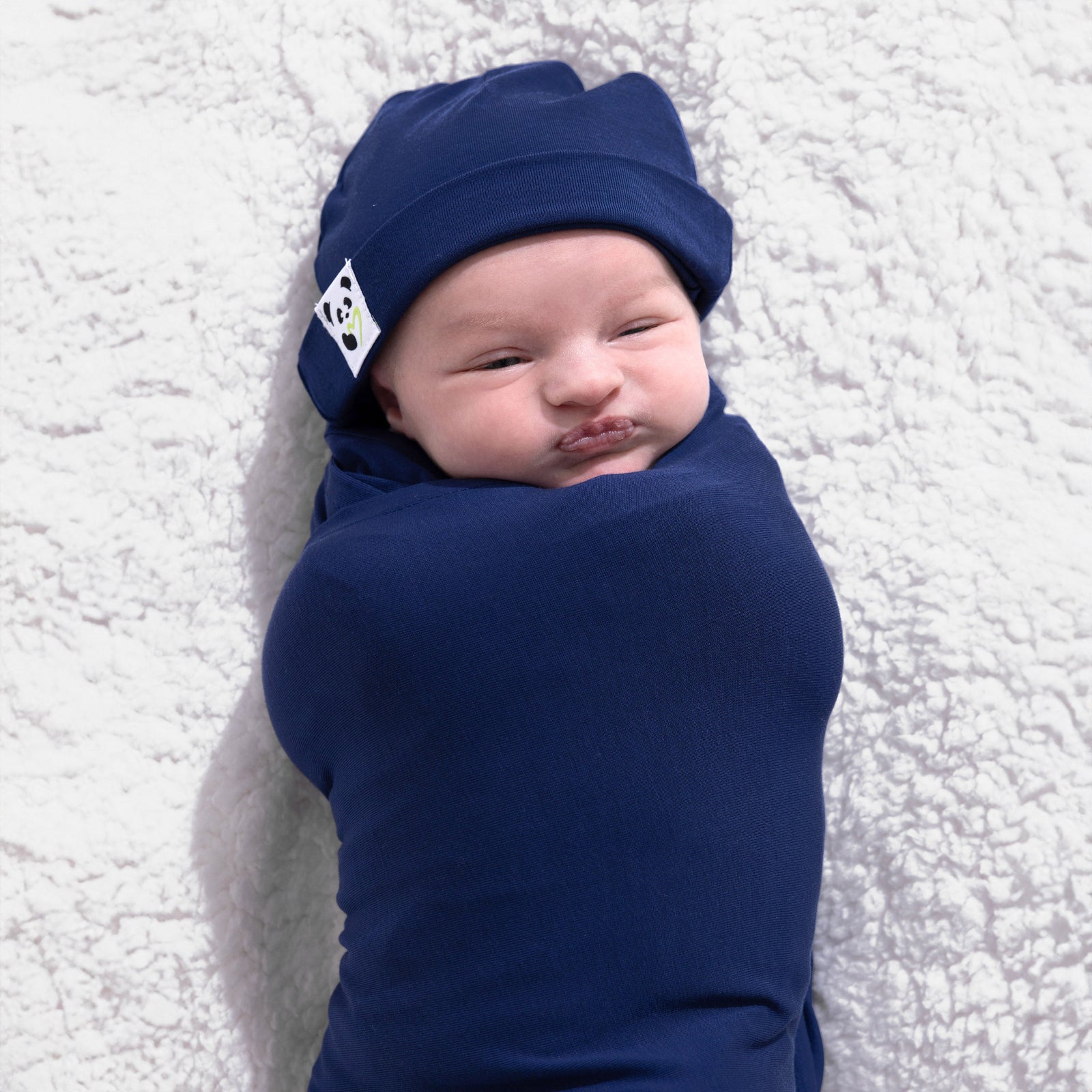 Starry Night Blue Bamboo Swaddle & Beanie Set