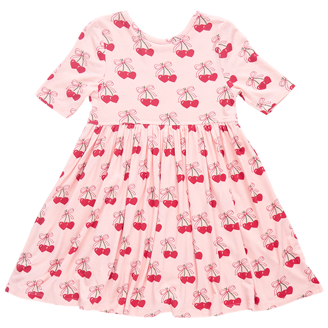 girls bamboo steph dress | cherry hearts