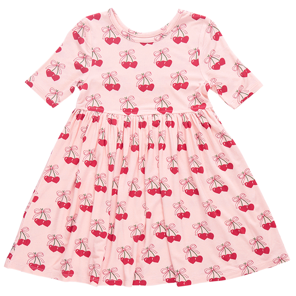 girls bamboo steph dress | cherry hearts