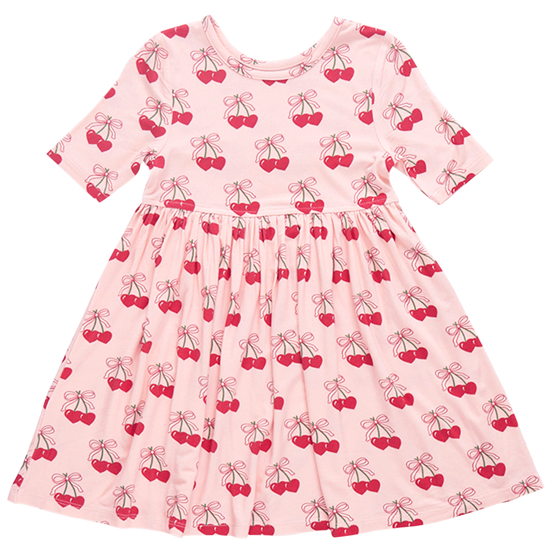 girls bamboo steph dress | cherry hearts