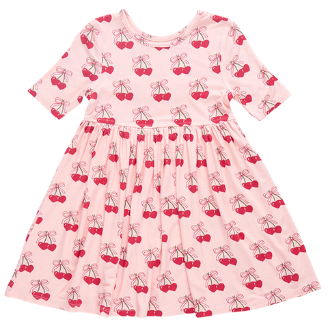 girls bamboo steph dress | cherry hearts