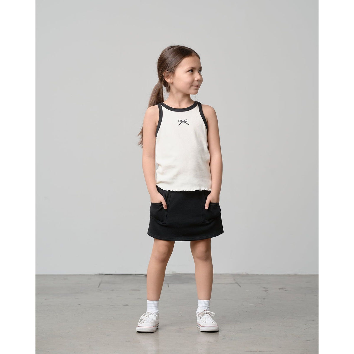 Bow Ribbed Tank - Vanilla