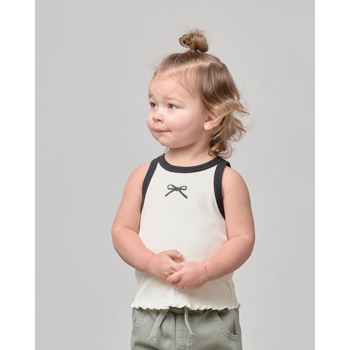 Bow Ribbed Tank - Vanilla