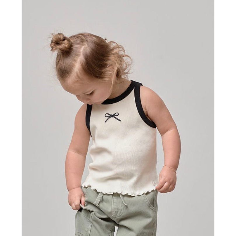 Bow Ribbed Tank - Vanilla