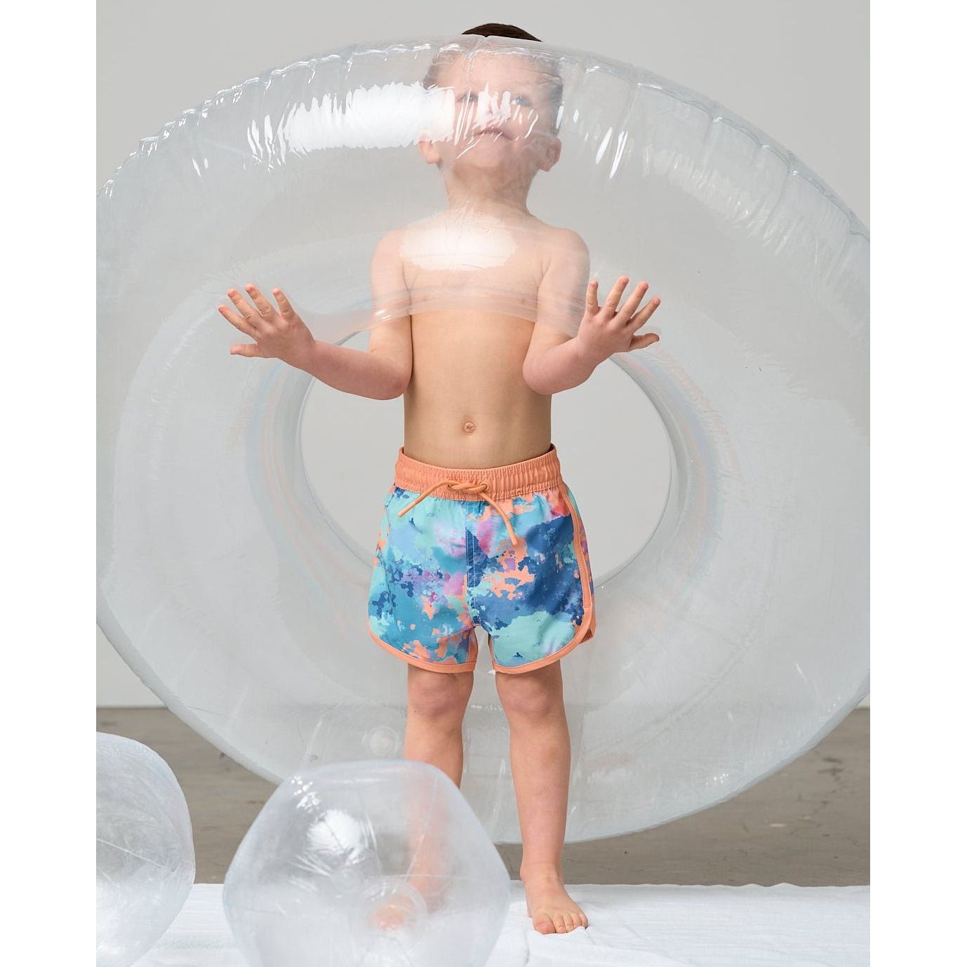 Boy's Swim Short - Melon Watercolor