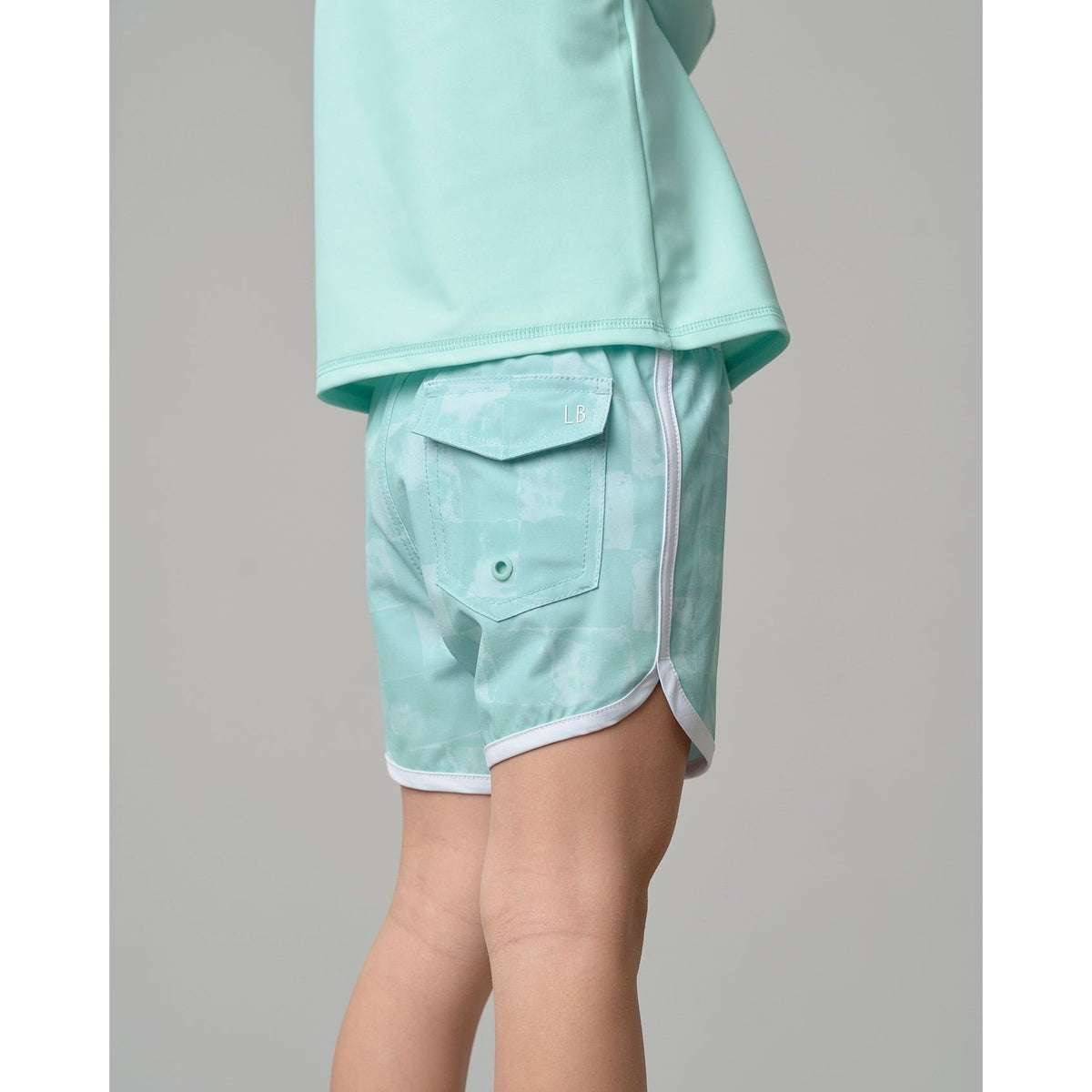 Boy's Swim Short - Mint Check