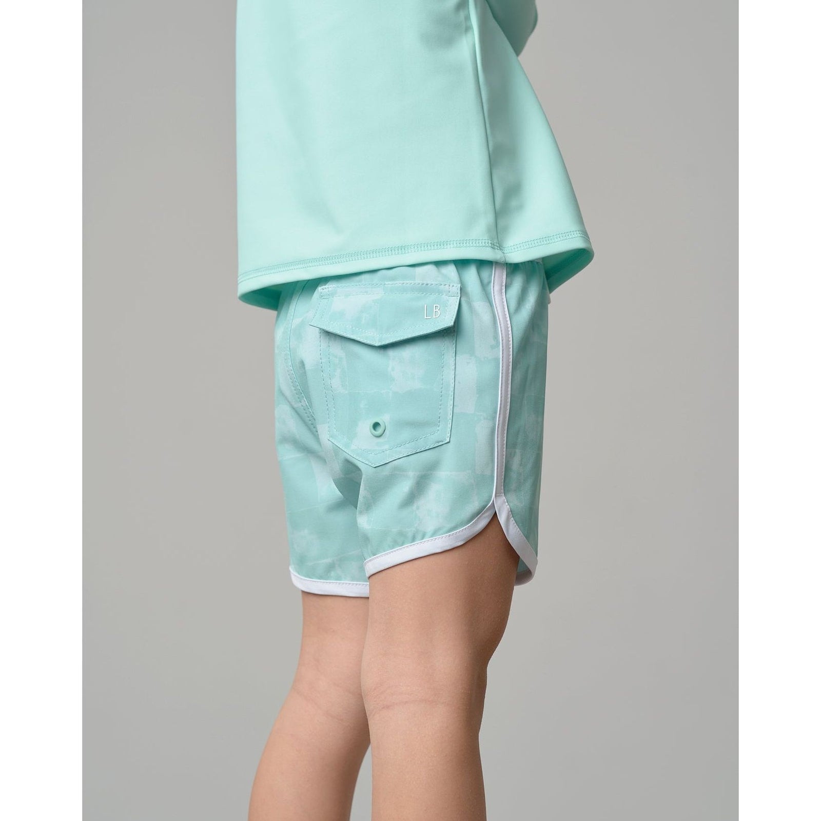 Boy's Swim Short - Mint Check