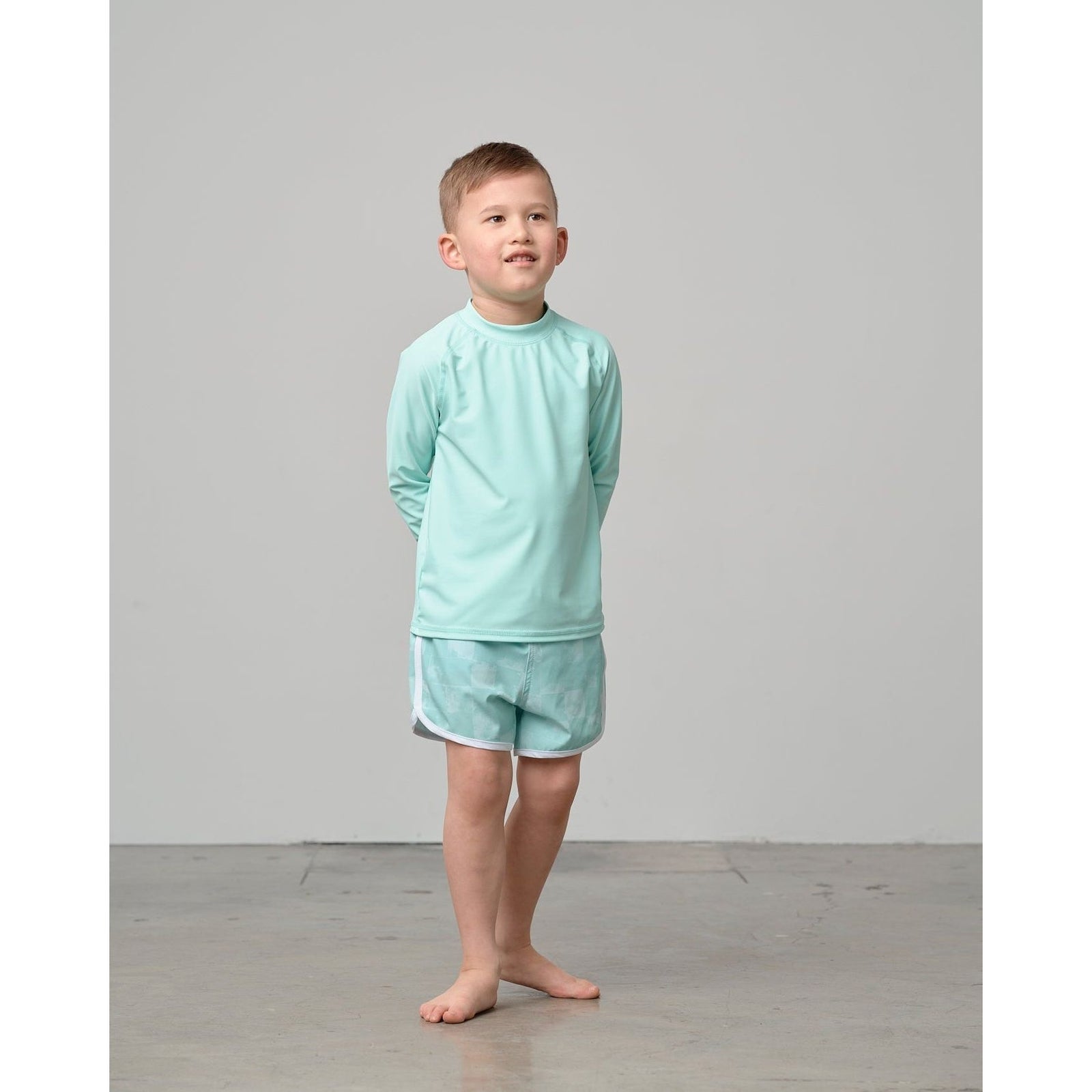 Boy's Swim Short - Mint Check