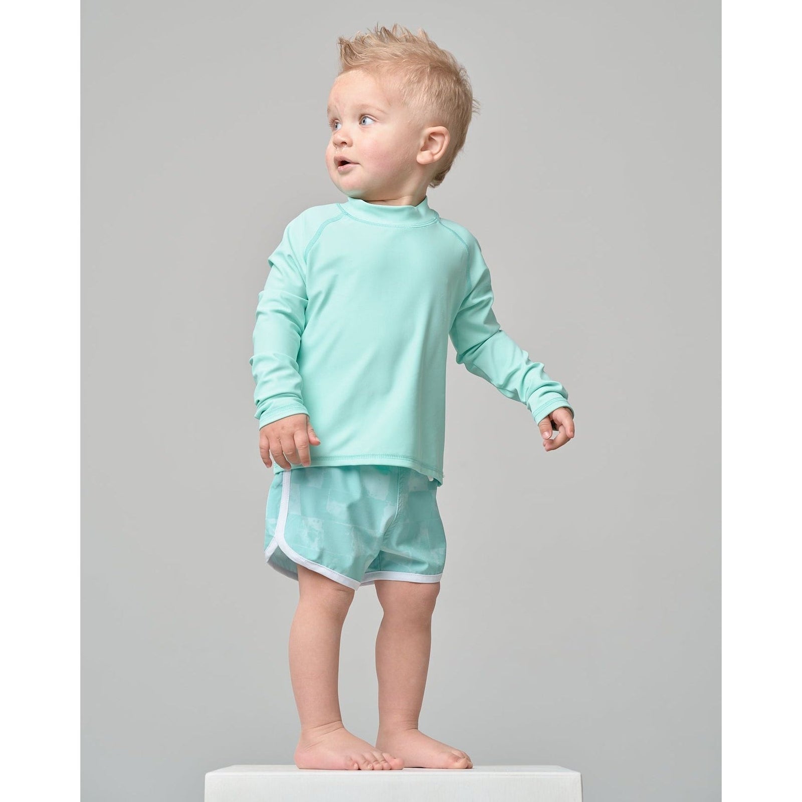 Boy's Swim Short - Mint Check