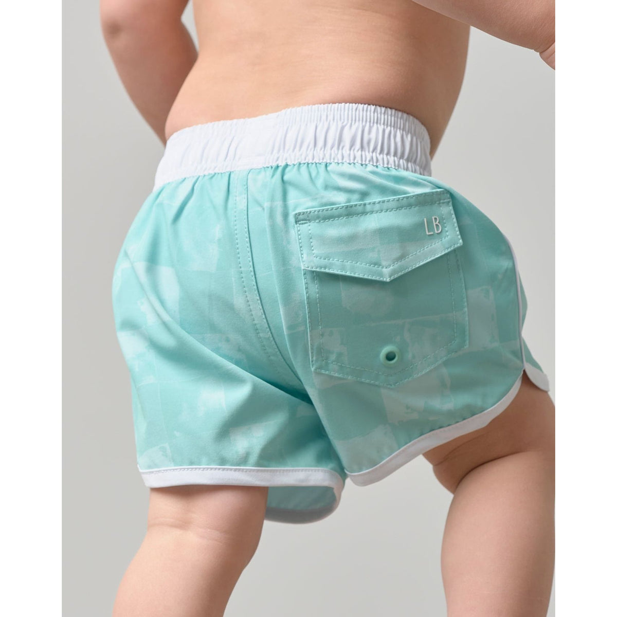 Boy's Swim Short - Mint Check