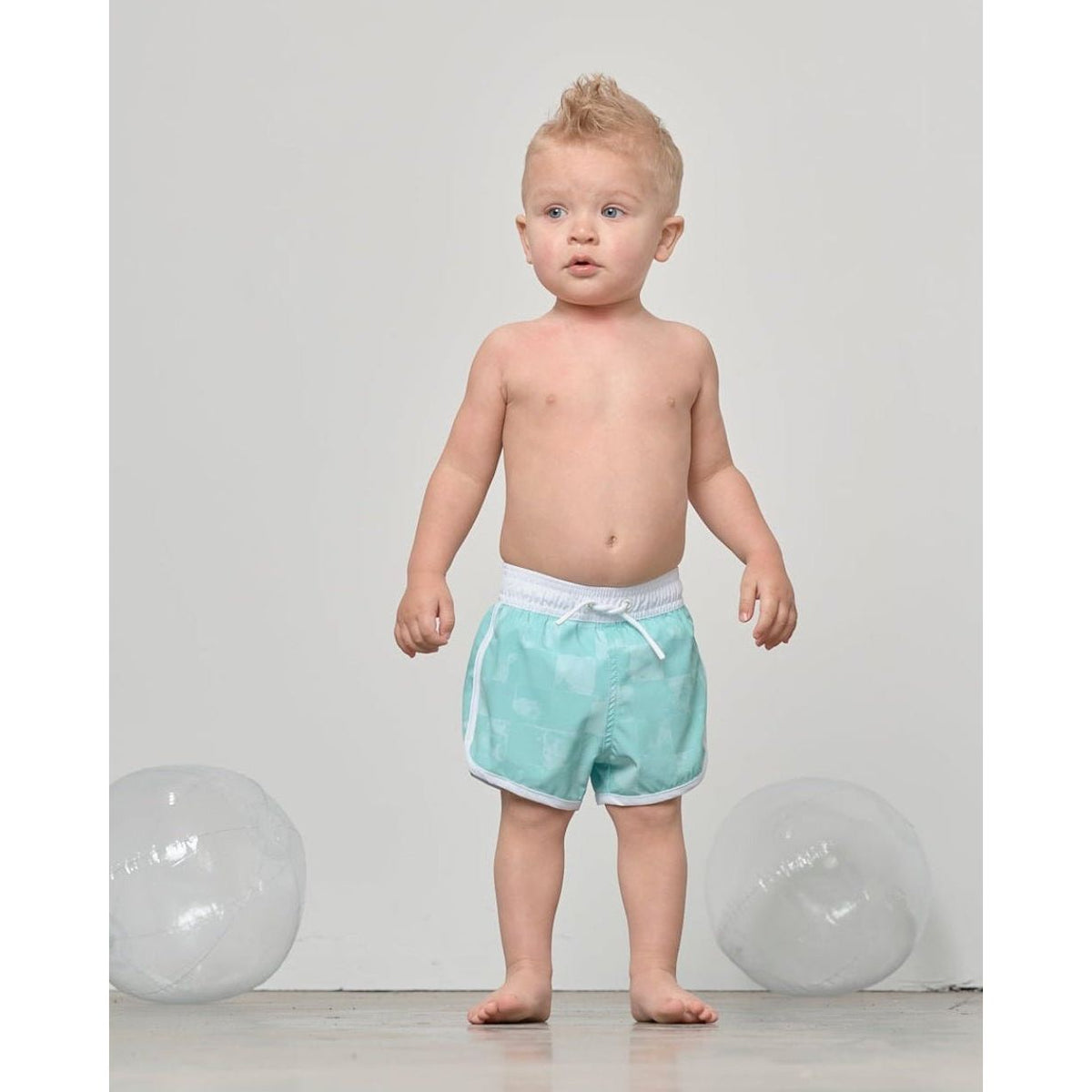 Boy's Swim Short - Mint Check