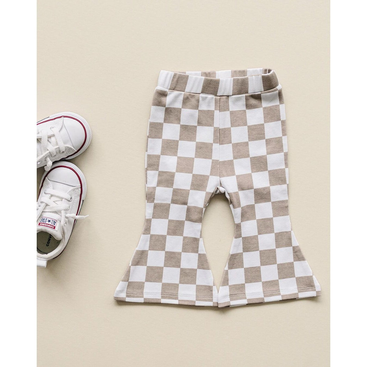 Checkered Flare Pants | Latte