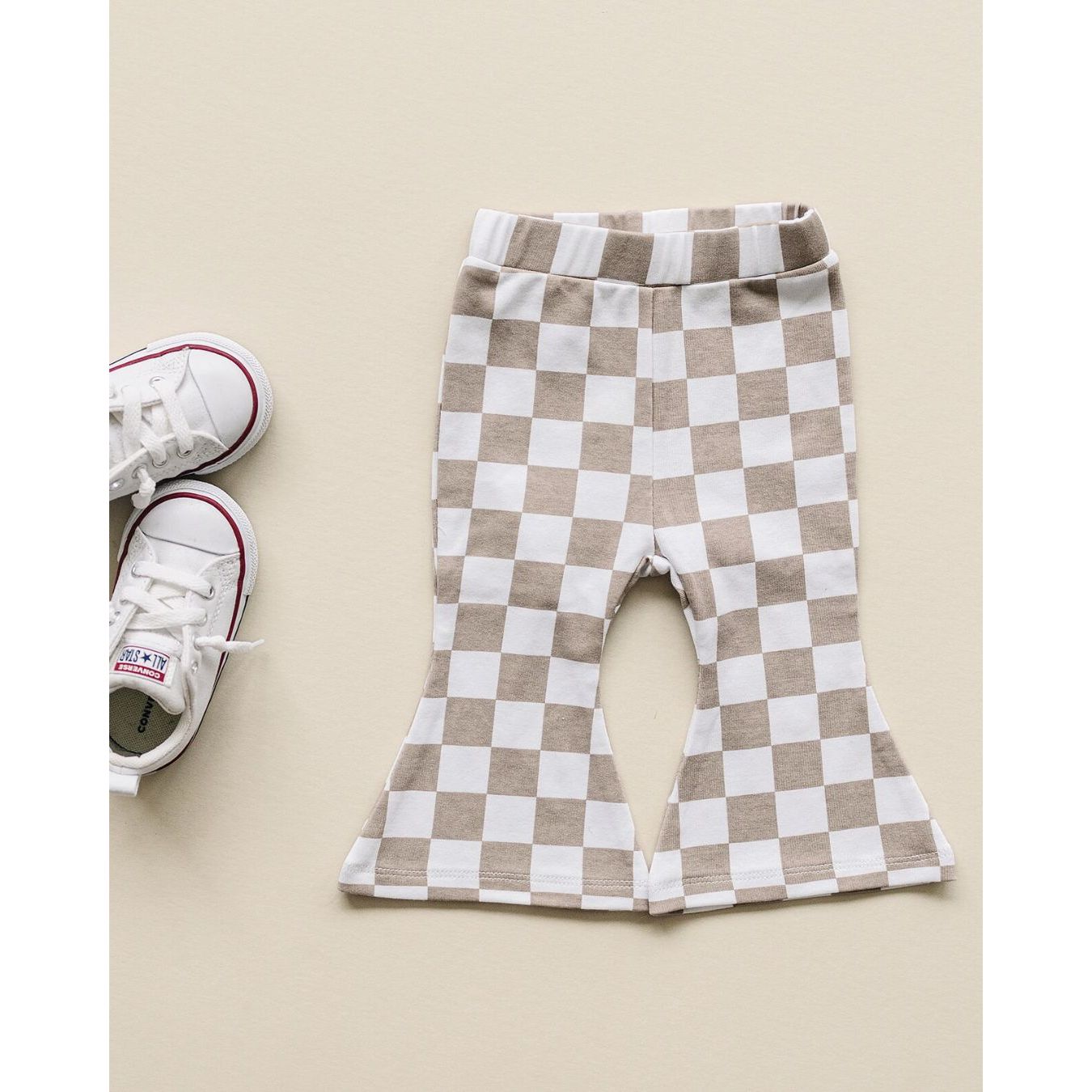 Checkered Flare Pants | Latte