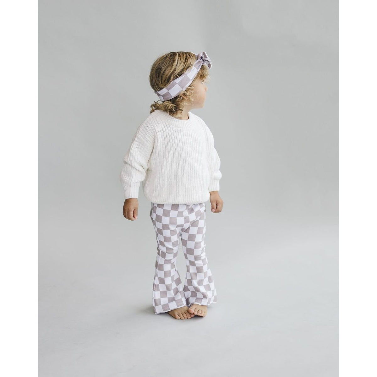 Checkered Flare Pants | Latte