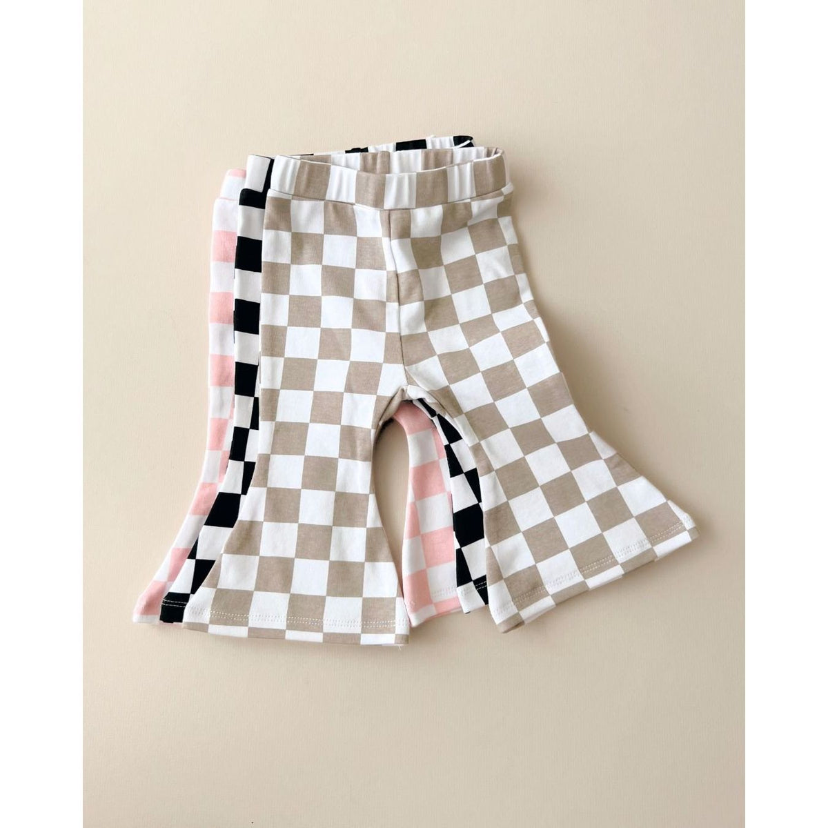 Checkered Flare Pants | Latte