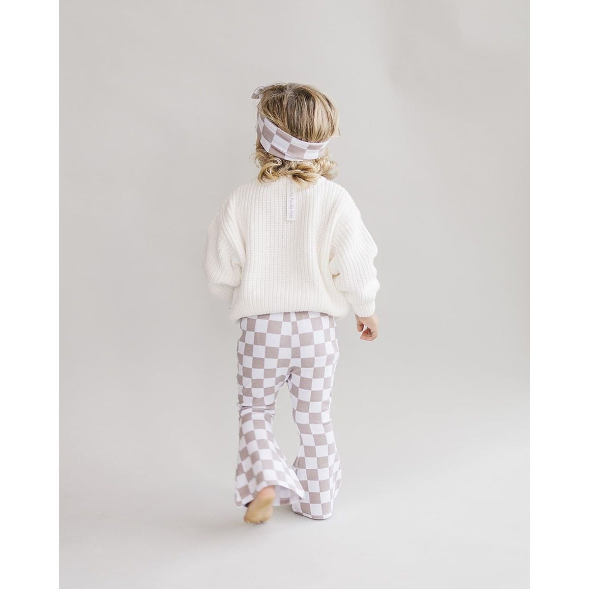 Checkered Flare Pants | Latte