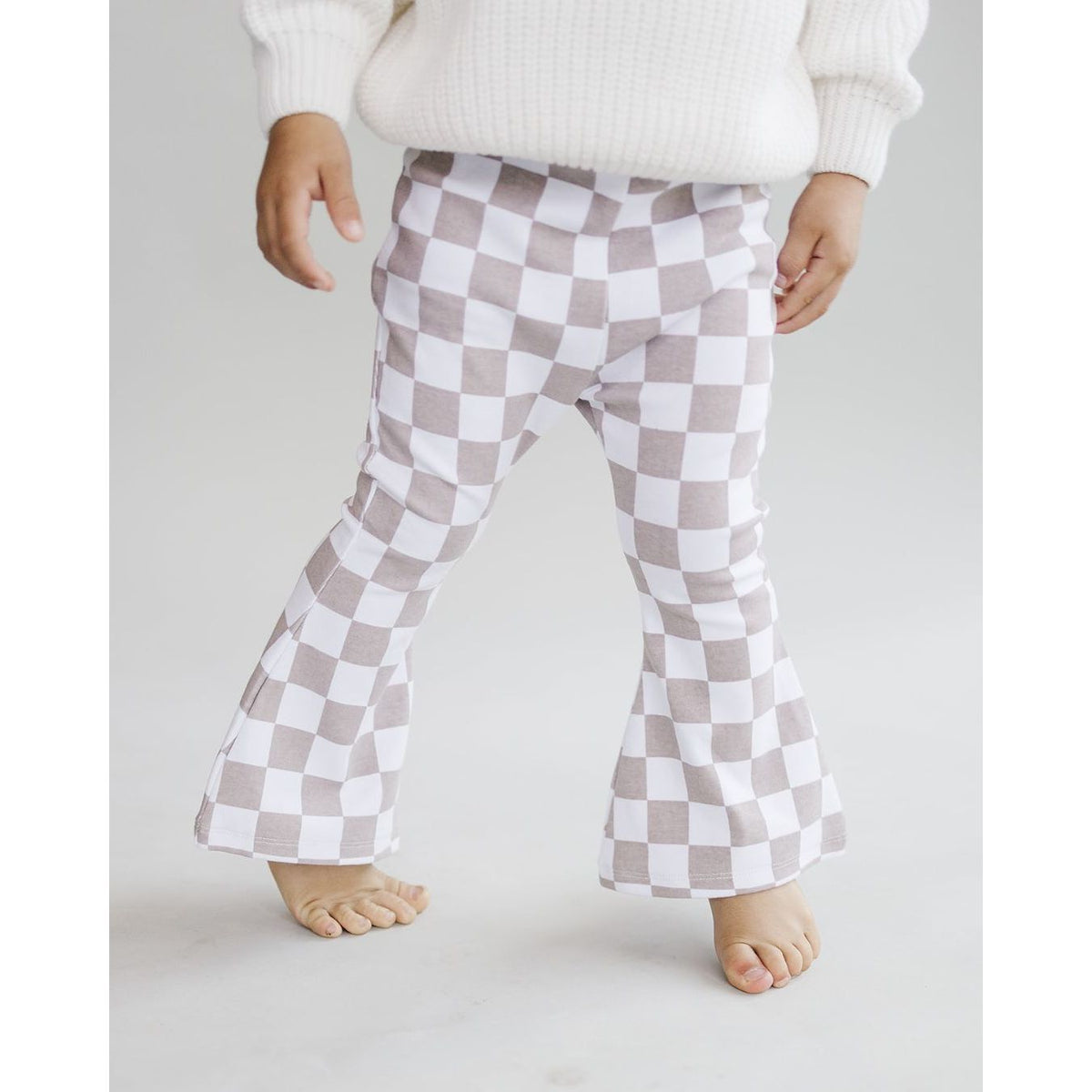 Checkered Flare Pants | Latte